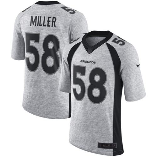Nike Denver Broncos 58 Von Miller Gray NFL Limited Gridiron Gray II Jersey