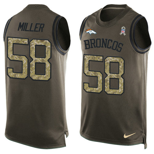 Nike Denver Broncos 58 Von Miller Green NFL Limited Salute To Service Tank Top Jersey