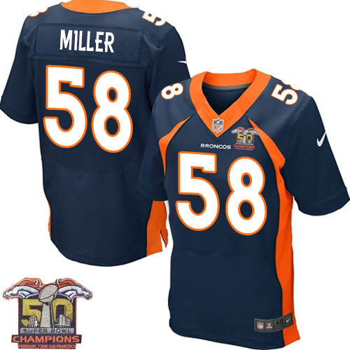 Nike Denver Broncos 58 Von Miller Navy Blue NFL Alternate Super Bowl 50 Champions Elite Jersey