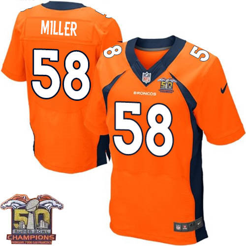 Nike Denver Broncos 58 Von Miller Orange NFL Home Super Bowl 50 Champions Elite Jersey