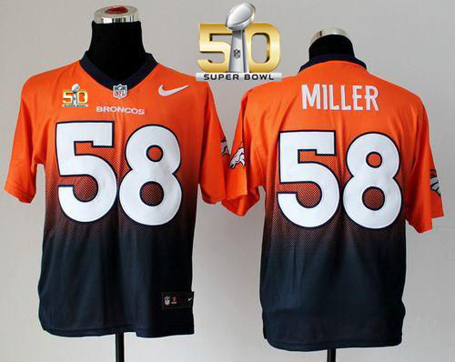 Nike Denver Broncos 58 Von Miller Orange Navy Blue Super Bowl 50 NFL Elite Fadeaway Fashion Jersey