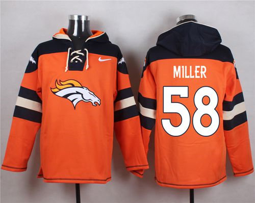 Nike Denver Broncos 58 Von Miller Orange Player Pullover NFL Hoodie