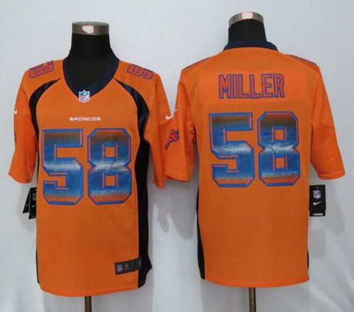 Nike Denver Broncos 58 Von Miller Orange Team Color NFL Limited Strobe Jersey