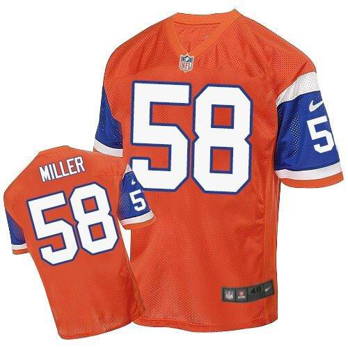 Nike Denver Broncos 58 Von Miller Orange Throwback NFL Elite Jersey