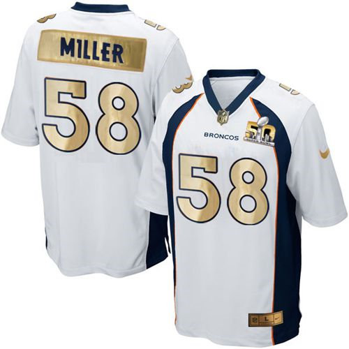 Nike Denver Broncos 58 Von Miller White NFL Game Super Bowl 50 Collection Jersey