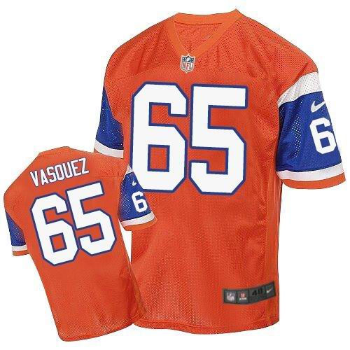 Nike Denver Broncos 65 Louis Vasquez Orange Throwback NFL Elite Jersey