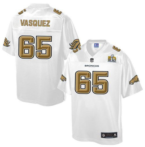 Nike Denver Broncos 65 Louis Vasquez White NFL Pro Line Super Bowl 50 Fashion Game Jersey