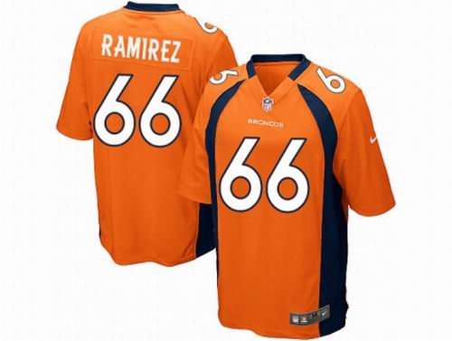 Nike Denver Broncos 66# Manny Ramirez Orange Game Jerseys