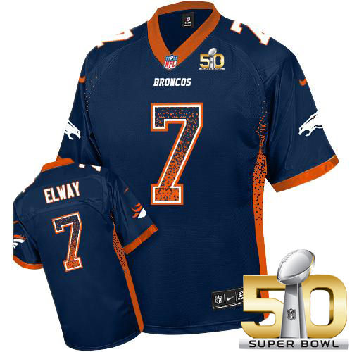 Nike Denver Broncos 7 John Elway Navy Blue Alternate Super Bowl 50 NFL Elite Drift Fashion Jersey