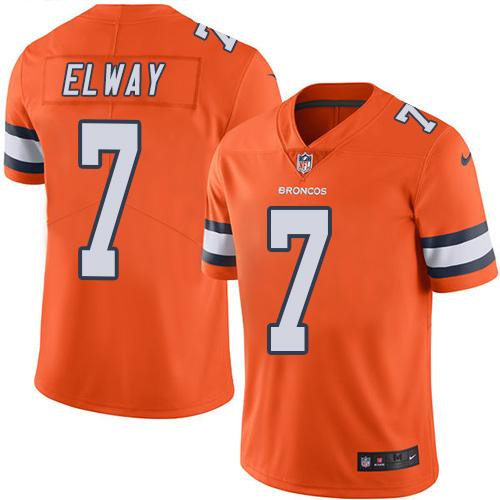 Nike Denver Broncos 7 John Elway Orange NFL Limited Rush Jersey