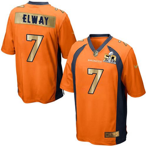 Nike Denver Broncos 7 John Elway Orange Team Color NFL Game Super Bowl 50 Collection Jersey