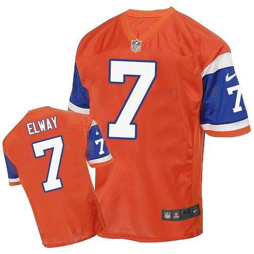 Nike Denver Broncos 7 John Elway Orange Throwback NFL Elite Jersey