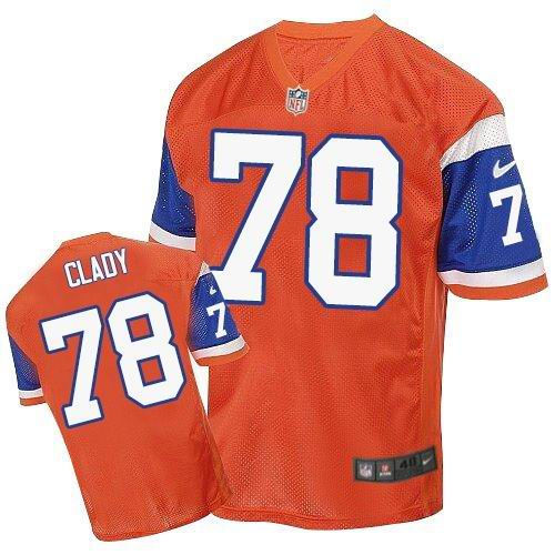 Nike Denver Broncos 78 Ryan Clady Orange Throwback NFL Elite Jersey