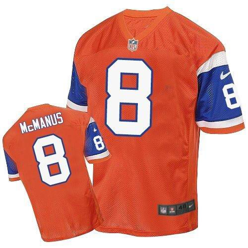 Nike Denver Broncos 8 Brandon McManus Orange Throwback NFL Elite Jersey