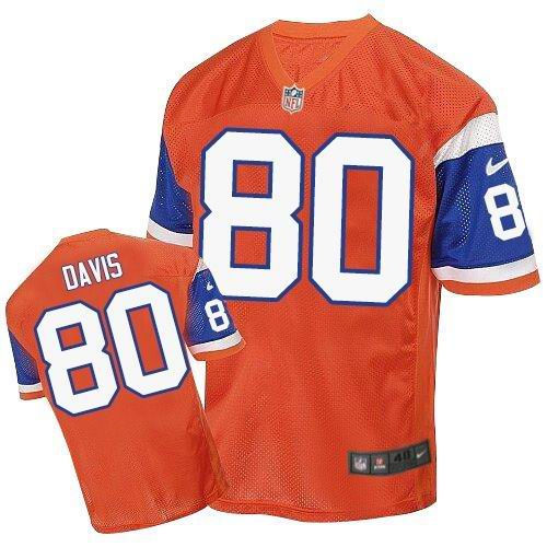 Nike Denver Broncos 80 Vernon Davis Orange Throwback NFL Elite Jersey
