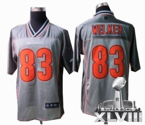 Nike Denver Broncos 83# Wes Welker Grey Vapor elite 2014 Super bowl XLVIII(GYM) Jersey