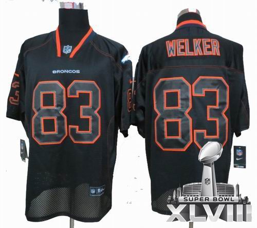 Nike Denver Broncos 83# Wes Welker Light Out black Elite 2014 Super bowl XLVIII(GYM) Jersey