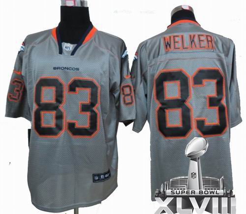 Nike Denver Broncos 83# Wes Welker Light Out grey Elite 2014 Super bowl XLVIII(GYM) Jersey
