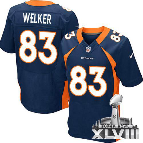 Nike Denver Broncos 83# Wes Welker blue elite 2014 Super bowl XLVIII(GYM) Jersey