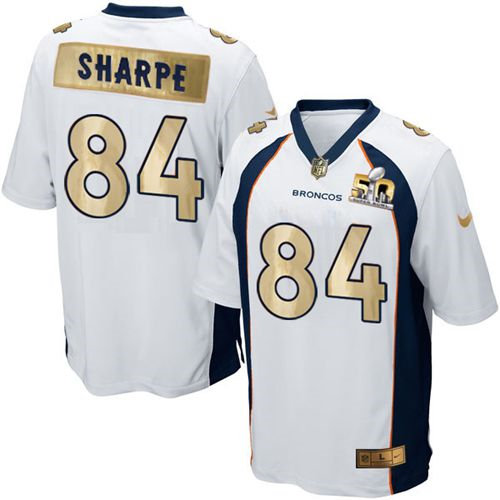 Nike Denver Broncos 84 Shannon Sharpe White NFL Game Super Bowl 50 Collection Jersey