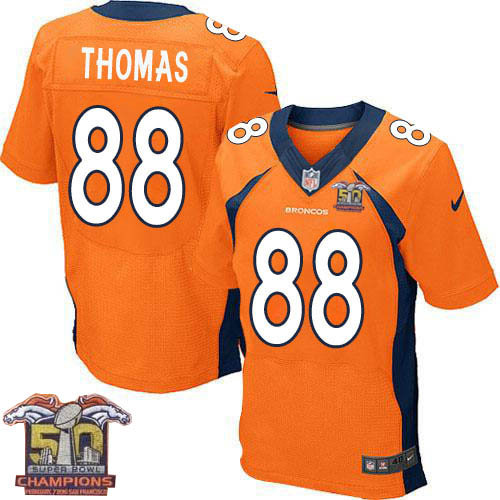 Nike Denver Broncos 88 Demaryius Thomas Orange NFL Home Super Bowl 50 Champions Elite Jersey