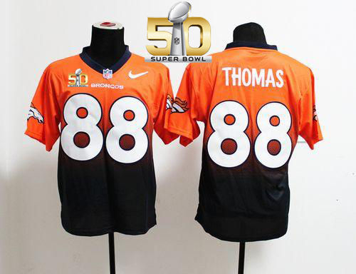 Nike Denver Broncos 88 Demaryius Thomas Orange Navy Blue Super Bowl 50 NFL Elite Fadeaway Fashion Jersey