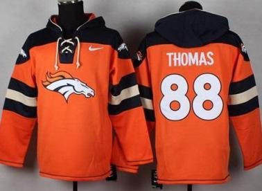Nike Denver Broncos 88 Demaryius Thomas Orange Player Pullover NFL Hoodie
