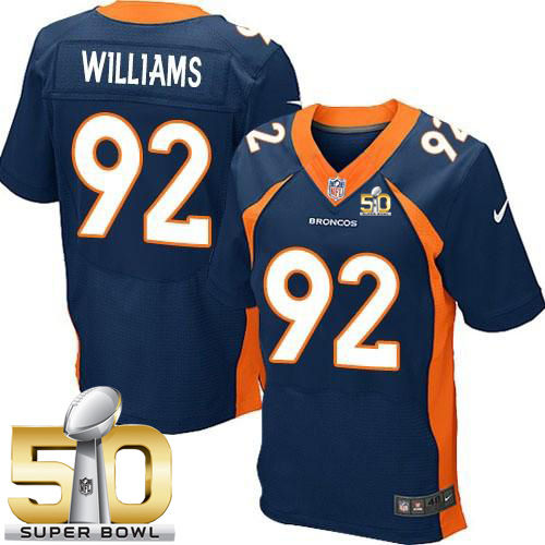 Nike Denver Broncos 92 Sylvester Williams Navy Blue Alternate Super Bowl 50 NFL New Elite Jersey