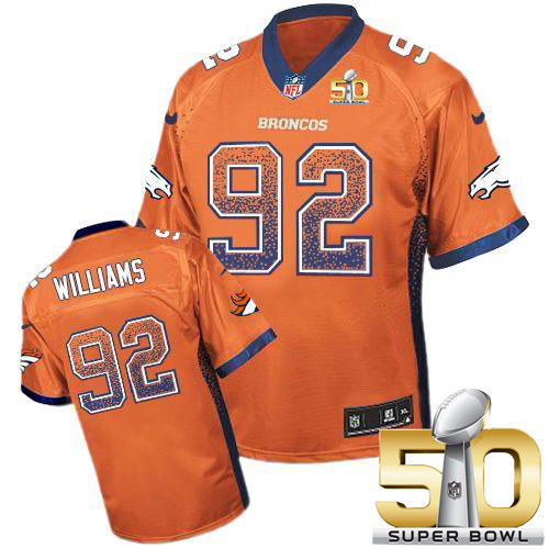 Nike Denver Broncos 92 Sylvester Williams Orange Team Color Super Bowl 50 NFL Elite Drift Fashion Jersey