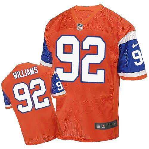 Nike Denver Broncos 92 Sylvester Williams Orange Throwback NFL Elite Jersey