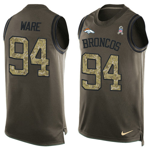 Nike Denver Broncos 94 DeMarcus Ware Green NFL Limited Salute To Service Tank Top Jersey