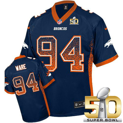 Nike Denver Broncos 94 DeMarcus Ware Navy Blue Alternate Super Bowl 50 NFL Elite Drift Fashion Jersey