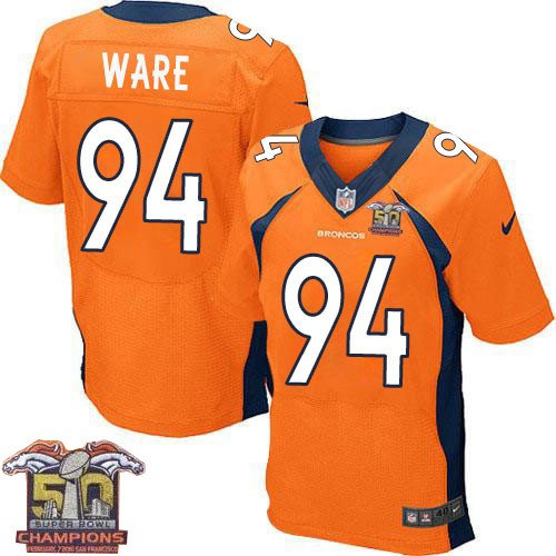 Nike Denver Broncos 94 DeMarcus Ware Orange NFL Home Super Bowl 50 Champions Elite Jersey