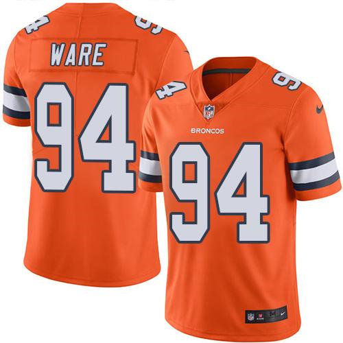 Nike Denver Broncos 94 DeMarcus Ware Orange NFL Limited Rush Jersey