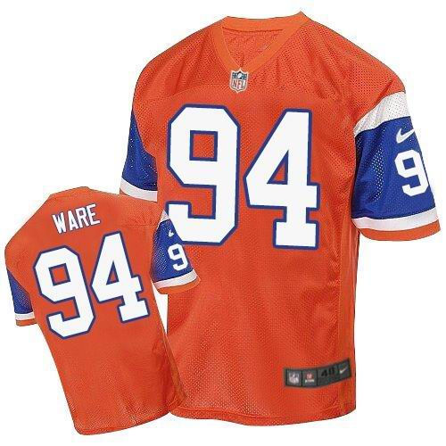 Nike Denver Broncos 94 DeMarcus Ware Orange Throwback NFL Elite Jersey