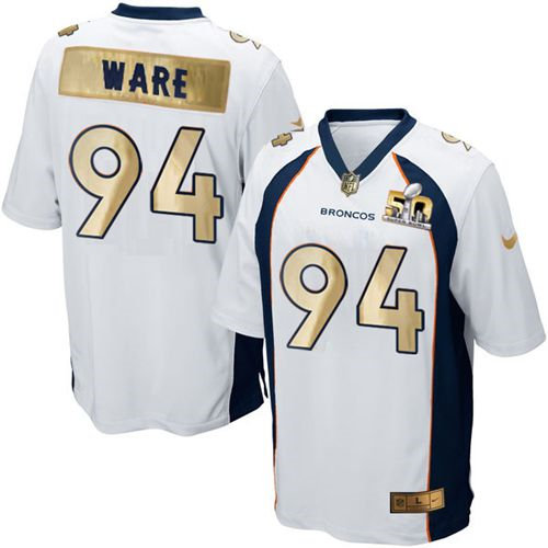 Nike Denver Broncos 94 DeMarcus Ware White NFL Game Super Bowl 50 Collection Jersey