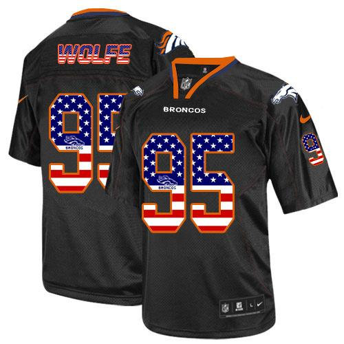 Nike Denver Broncos 95 Derek Wolfe Black NFL Elite USA Flag Fashion Jersey