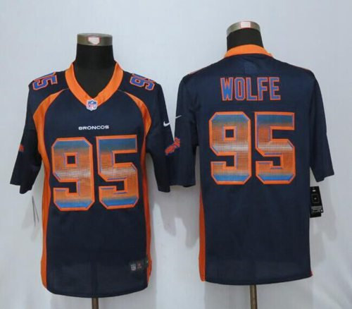 Nike Denver Broncos 95 Derek Wolfe Navy Blue Alternate NFL Limited Strobe Jersey