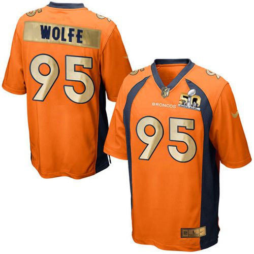 Nike Denver Broncos 95 Derek Wolfe Orange Team Color NFL Game Super Bowl 50 Collection Jersey