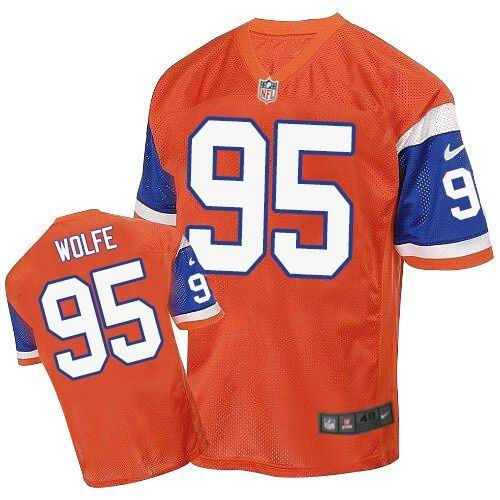 Nike Denver Broncos 95 Derek Wolfe Orange Throwback NFL Elite Jersey