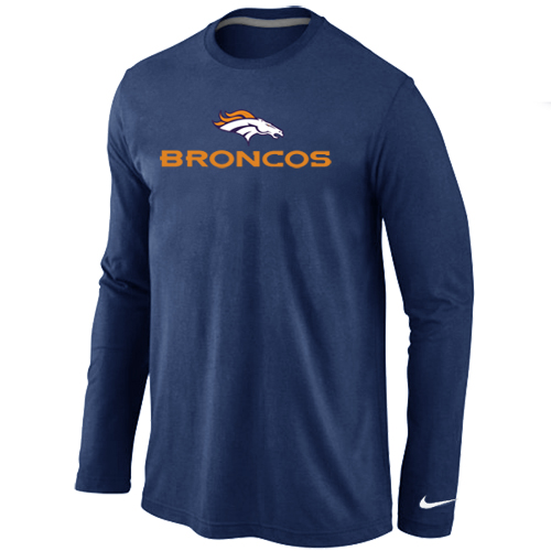 Nike Denver Broncos Authentic Logo Long Sleeve T-Shirt D.Blue