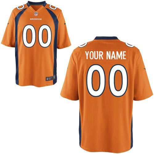 Nike Denver Broncos Customized Game Team Color Orange Jersey
