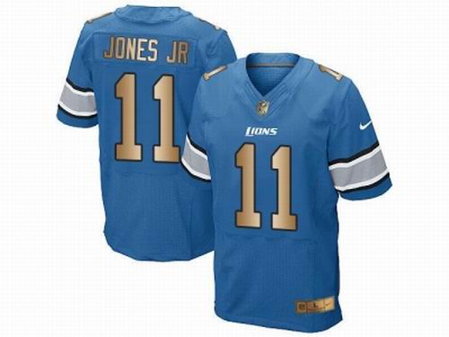 Nike Detroit Lions #11 Marvin Jones Jr Blue Elite Gold Jersey