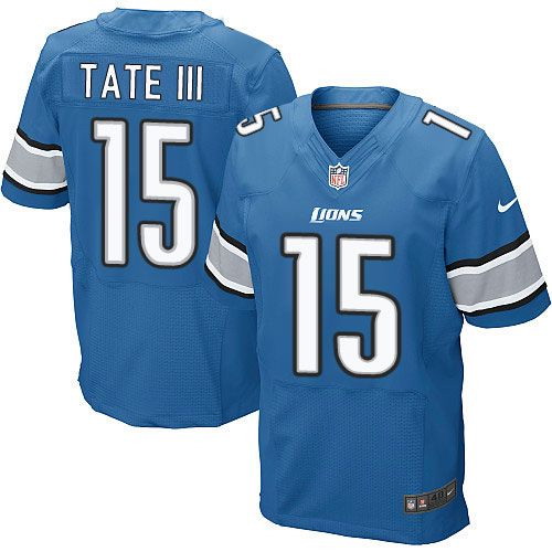 Nike Detroit Lions #15 Golden Tate III Team Color Blue Elite Jersey