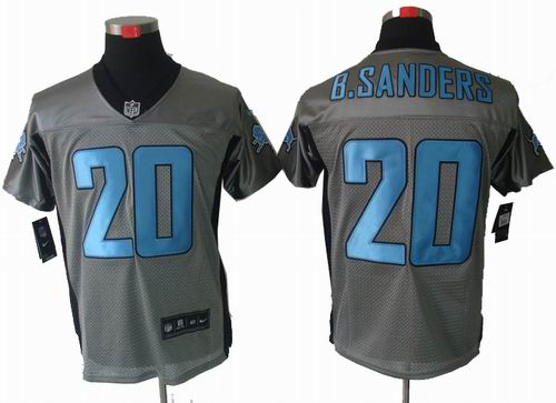 Nike Detroit Lions #20 Barry Sanders Gray shadow elite jerseys
