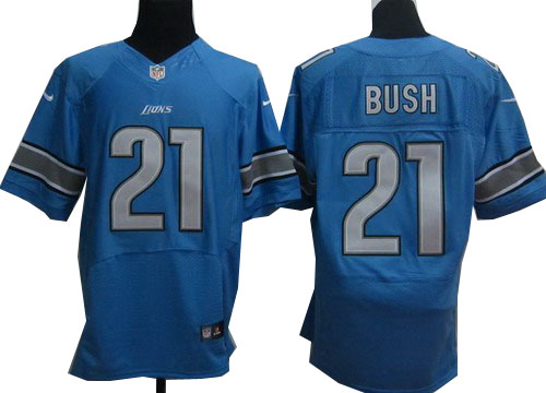 Nike Detroit Lions #21 Reggie Bush Blue Elite  Jerseys