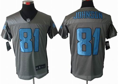 Nike Detroit Lions #81 Calvin Johnson Gray shadow elite jerseys
