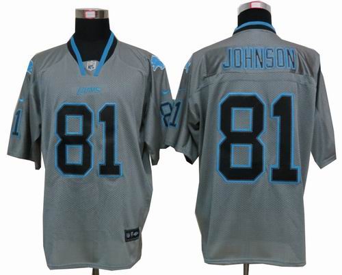 Nike Detroit Lions #81 Calvin Johnson Lights Out grey elite Jersey
