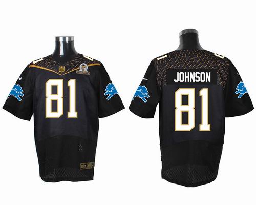Nike Detroit Lions #81 Calvin Johnson black 2016 Pro Bowl Elite Jersey
