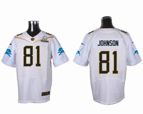 Nike Detroit Lions #81 Calvin Johnson white 2016 Pro Bowl Elite Jersey
